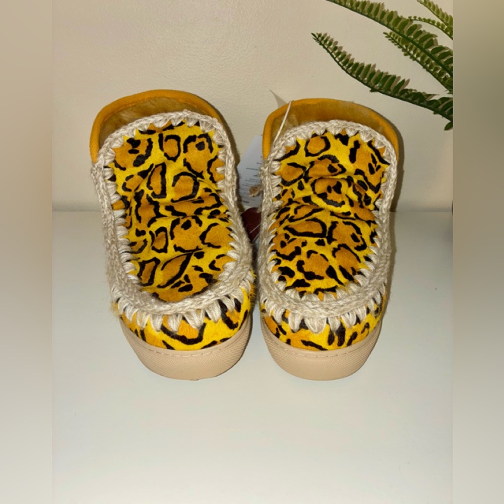 Mou Yellow Leopard Print Winter Boots
